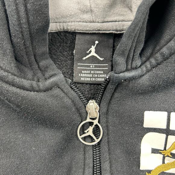 Jordan Zip Up Hoodie Kids Boys 4T Nike Sweatshirt Black Gold White Jumpman 23 - Picture 3 of 6
